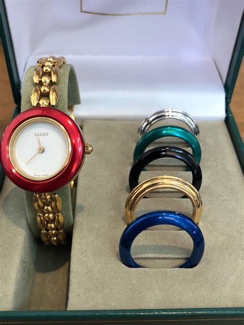 gucci change bezel wrist watch for womens|Gucci watch with interchangeable bezels.